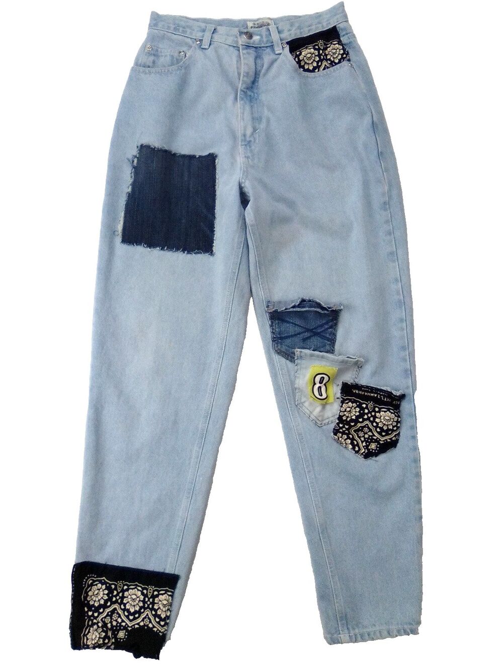 Basic Edition Vintage Y2K Retro Denim Patches Front & Back Jeans Size 9/10